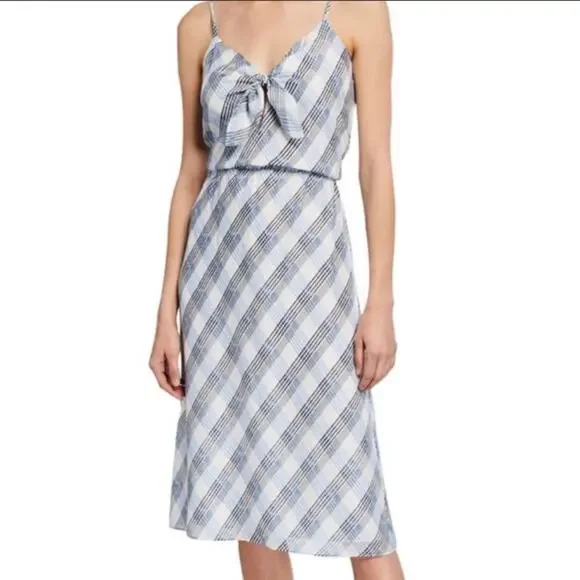 NWT Joie Abiah silk Dress porcelain plaid dress sz XL - Picture 3 of 10